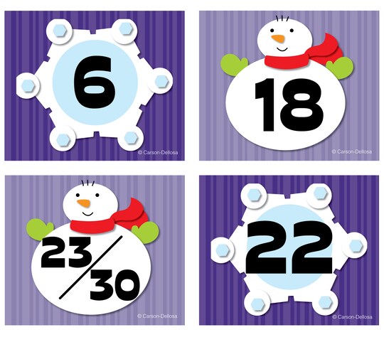 Carson Dellosa 36 Winter Wonderland Classroom Calendar Cover Ups, Double Sided Snowman & Snowflake Cover Ups for Calendar & Calendar Pocket Chart, Winter Wonderland Decorations for Wall Calendar